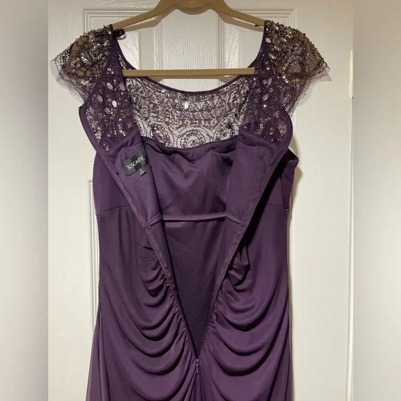 Xscape Brand Size 12 Plum Color Long Gown - Picture 8 of 13